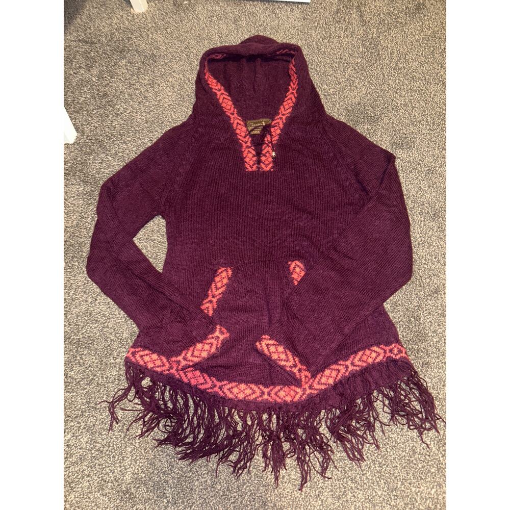 The Alpaca Connection Hooded Purple Hoodie with Tassels Size M